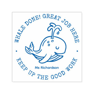 Funny Cute Whale Well Done Good Job Teacher Praise Self-inking Stamp