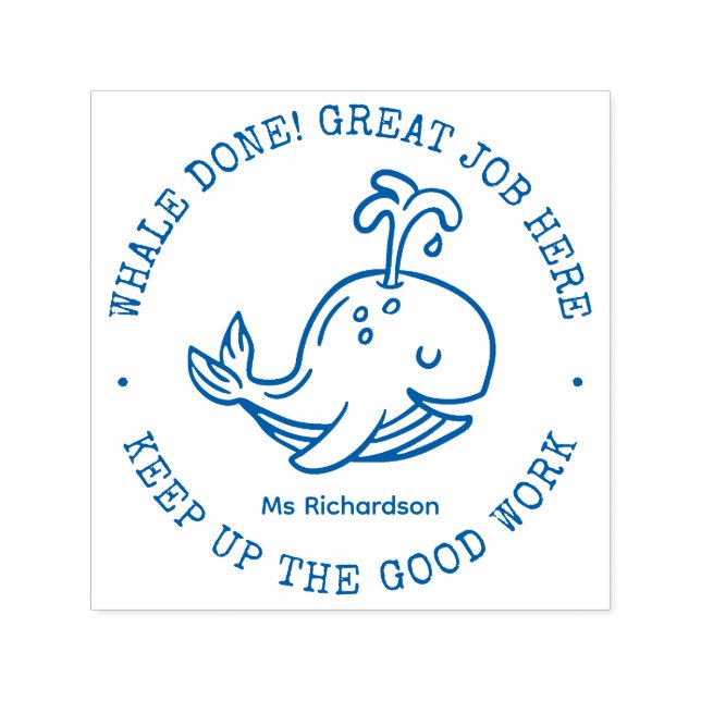 Funny Cute Whale Well Done Good Job Teacher Praise Self-inking Stamp (Design)