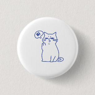 Funny Cute White Cat Doodle Character 1 Inch Round Button
