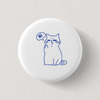 Funny Cute White Cat Doodle Character 1 Inch Round Button
