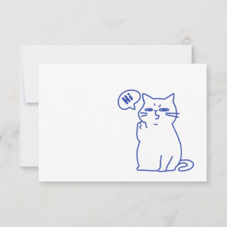 Funny Cute White Cat Doodle Character Thank You Card