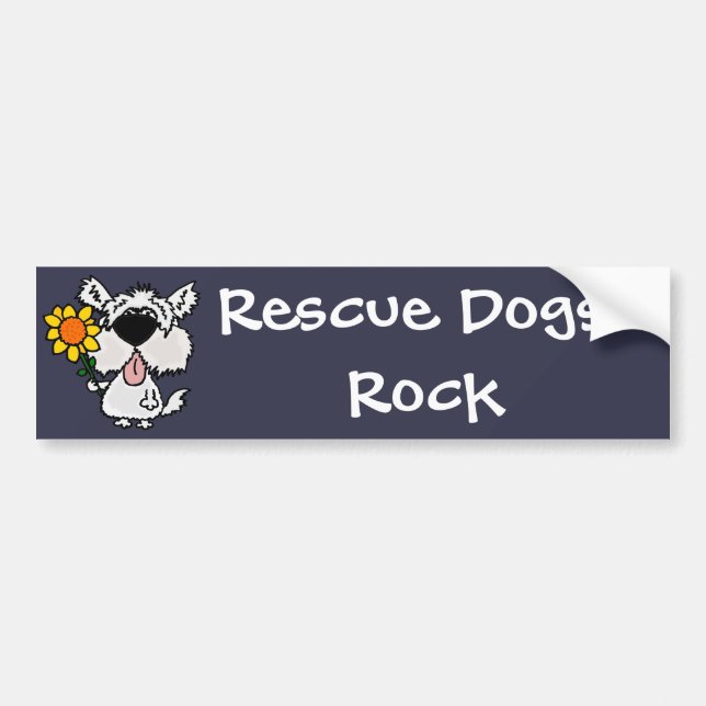 Funny Cute White Shaggy Puppy Dog Bumper Sticker (Front)