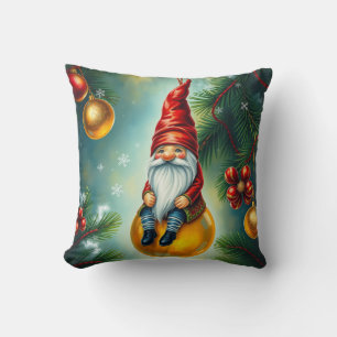Funny Cute Winter Whimsical Scandinavian Gnome  Throw Pillow