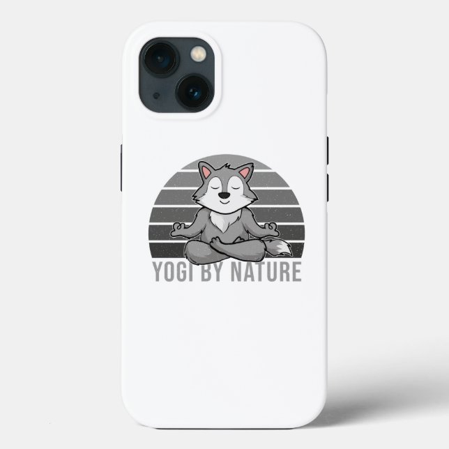 Funny cute wolf doing yoga. funny yoga poses Case-Mate iPhone case (Back)