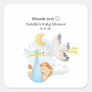 Funny Cute Woodland Animals Baby Shower  Square Sticker