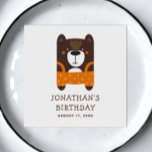 Funny cute woodland bear. Kids zoo animal birthday Napkin<br><div class="desc">Cute kids Napkins with funny woodland bear for zoo birthday party.</div>