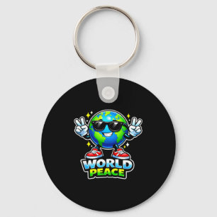 Funny cute world peace positive uplifting message keychain