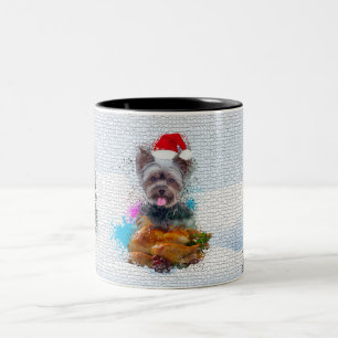 Funny, Cute Yorkie Dog Christmas Two-Tone Coffee Mug