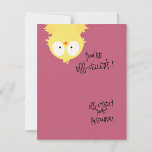 Funny Cute “You’re Egg-cellent” Chicken Pun Card