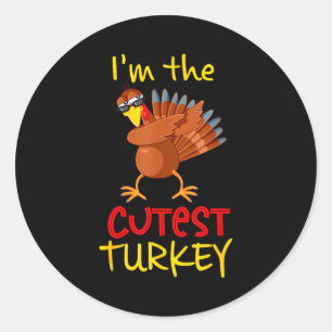 Funny Cutest Turkey Matching Family Group Thanksgi Classic Round Sticker
