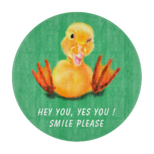 Funny Cutting Board Happy Yellow Duck Custom Text