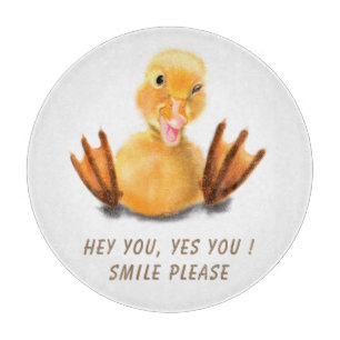 Funny Cutting Board Playful Duck - Custom Text