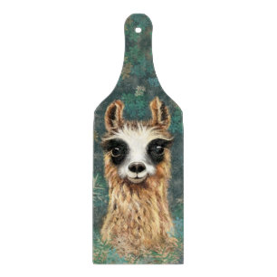 Funny Cutting Board with Curious Playful Llama