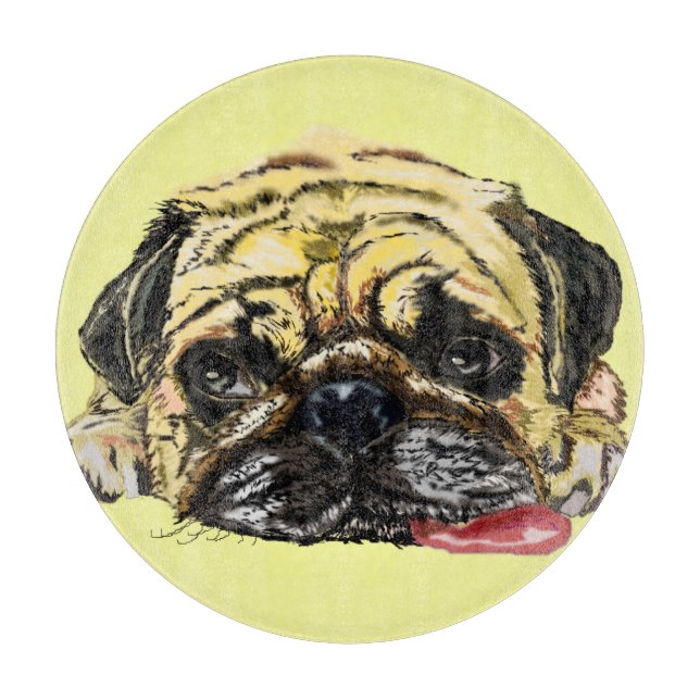 Funny Cutting Board with Pug Dog - Your Colours (Front)