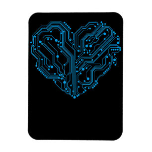 Funny Cyber Circuit Heart Valentines Day Engineer Magnet