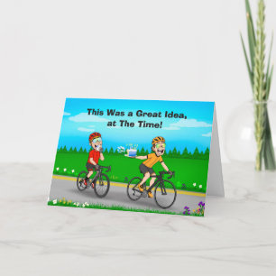 Funny Cycling Birthday Cake Chaos Bicycle Riders Card