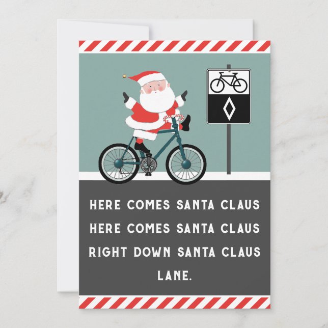 Funny Cycling Christmas Holiday Card (Front)