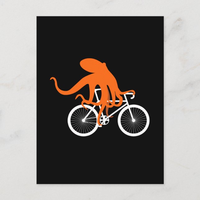 Funny Cycling - Octopus Riding Bicycle Postcard (Front)