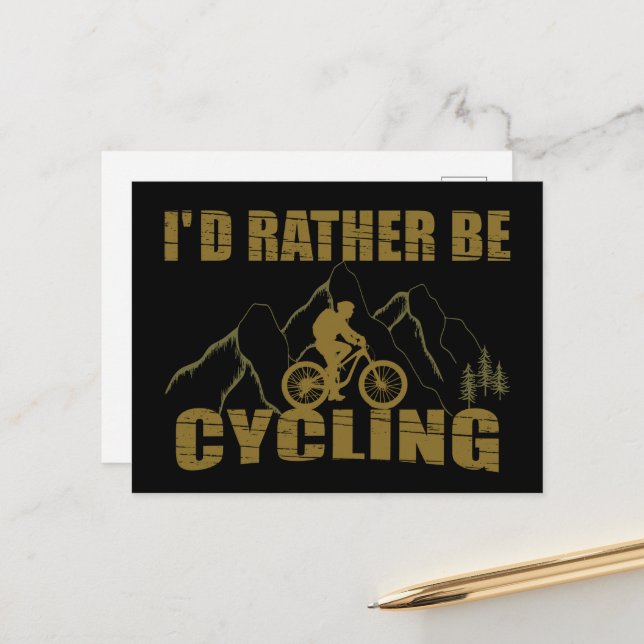 Funny cycling quotes holiday postcard (Front/Back In Situ)