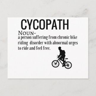 Funny Cycopath Noun Design Dictionary Definition Postcard
