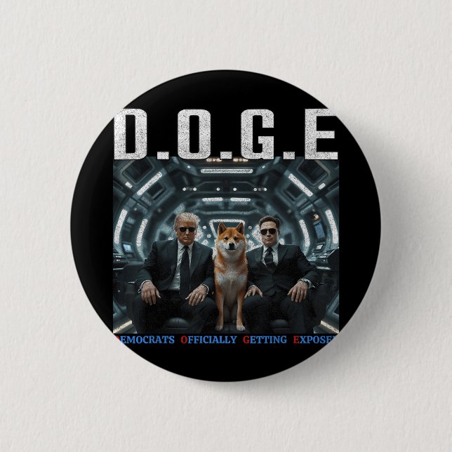 Funny D.o.g.e Doge Democrats Officially Getting Ex 2 Inch Round Button (Front)