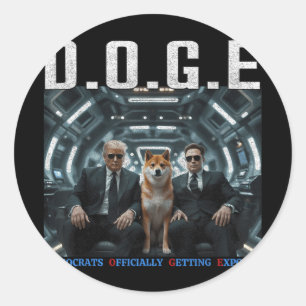 Funny D.o.g.e Doge Democrats Officially Getting Ex Classic Round Sticker