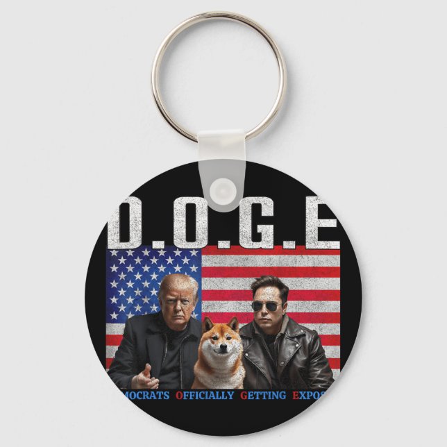 Funny D.o.g.e Doge Democrats Officially Getting Keychain (Front)