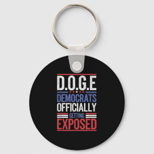 Funny D.o.g.e Doge Government Efficiency Usa Flag Keychain