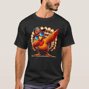 Funny Dab Dabbing Pilgrim Turkey Thanksgiving Day T-Shirt