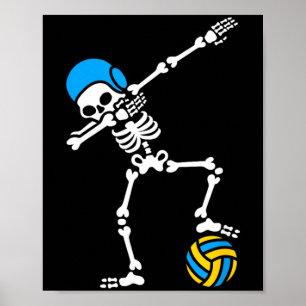 Funny Dab Dabbing Skeleton Water Polo Halloween Poster