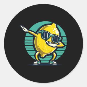 Funny Dab Lemon Dancing Dabbing Retro Fruit 4 Classic Round Sticker