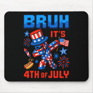 Funny Dabbing 4th Of July Bruh Usa Pixel Gamer Boy Mouse Pad