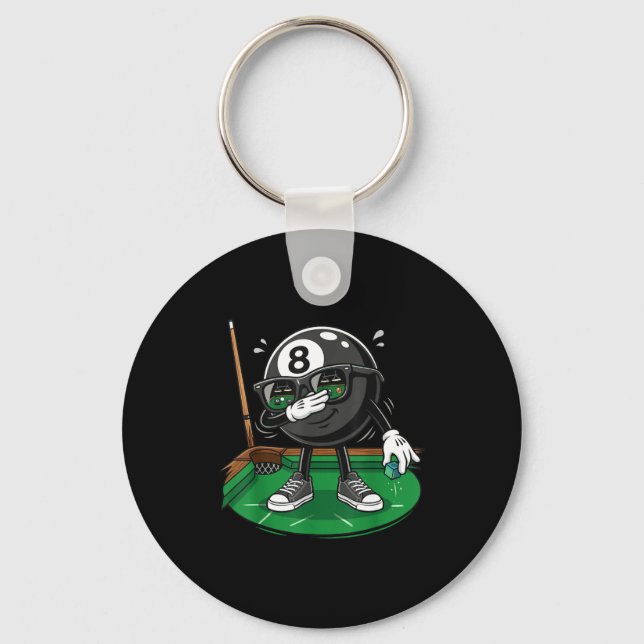 Funny dabbing 8 ball pool player billiards team  keychain (Front)
