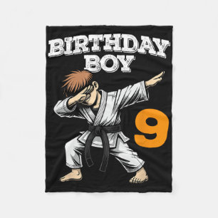 Funny Dabbing 9th Birthday Boy Karate 9 Year Old B Fleece Blanket