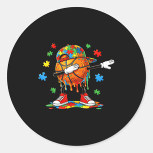 Funny dabbing basketball drip for boys autism classic round sticker