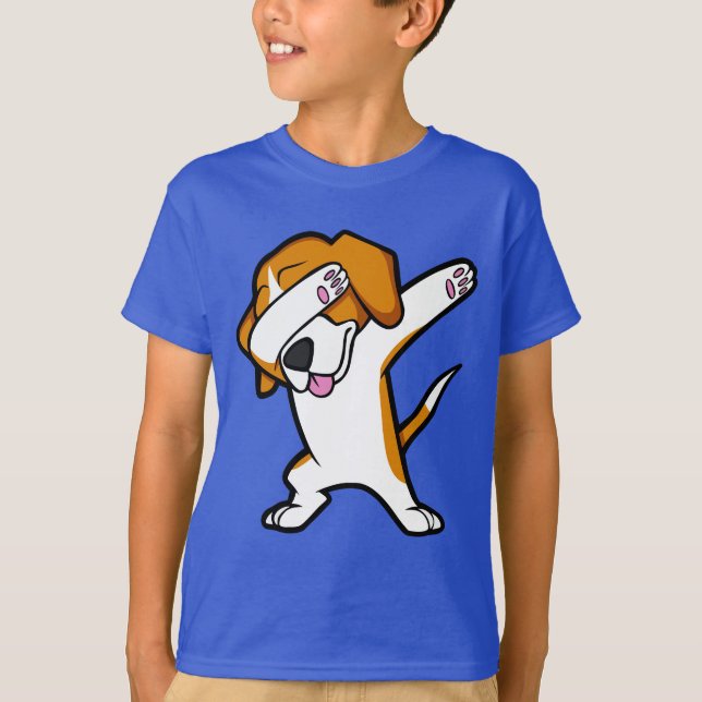 Funny Dabbing Beagle Funny Hip Hop Dance Dab Dog T-Shirt (Front)