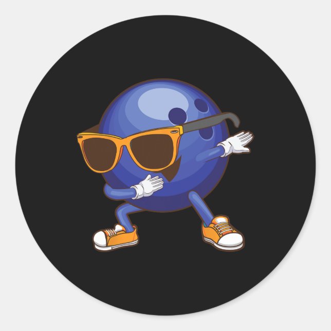 Funny Dabbing Bowling Gift For Bowler Dancer Kids  Classic Round Sticker (Front)