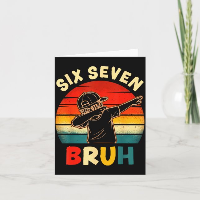 Funny Dabbing Boy Six Seven Bruh 67 Meme 6 7 Slang Card (Front)