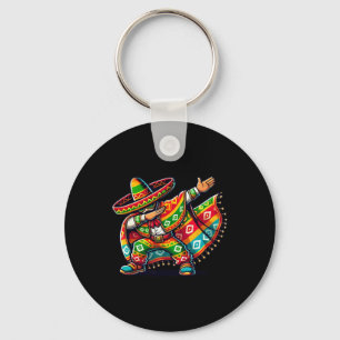 Funny Dabbing Boys Mexican Poncho Cinco De Mayo Keychain