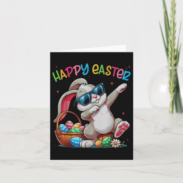 Funny Dabbing Bunny Easter Happy Easter For Boys G Card (Front)