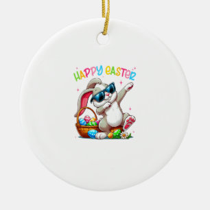 Funny Dabbing Bunny Easter Happy Easter for Boys G Ceramic Ornament