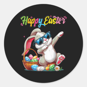 Funny Dabbing Bunny Easter Happy Easter For Boys G Classic Round Sticker