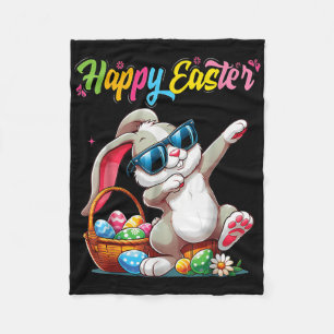 Funny Dabbing Bunny Easter Happy Easter For Boys G Fleece Blanket