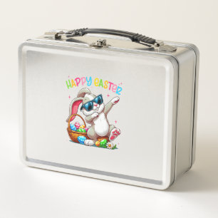 Funny Dabbing Bunny Easter Happy Easter for Boys G Metal Lunch Box