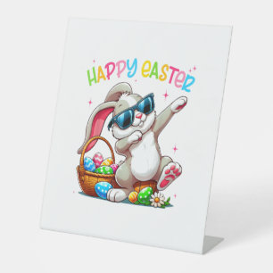 Funny Dabbing Bunny Easter Happy Easter for Boys G Pedestal Sign