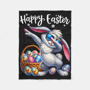 Funny Dabbing Bunny Easter Happy Easter Kids Boys Fleece Blanket