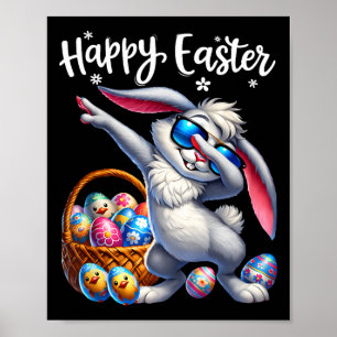 Funny Dabbing Bunny Easter Happy Easter Kids Boys Poster