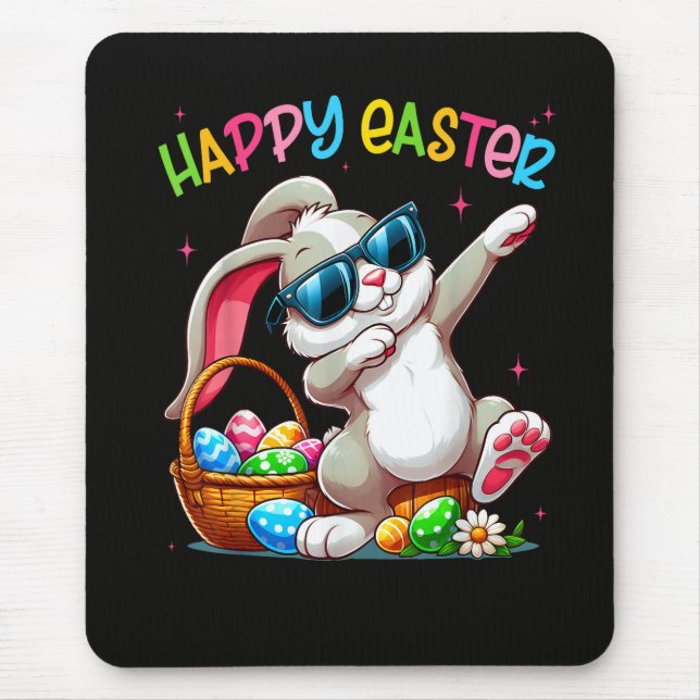Funny Dabbing Bunny Easter Happy Easter Mouse Pad (Front)