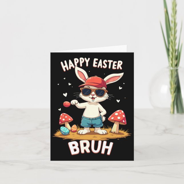 Funny Dabbing Bunny Happy Easter Bruh  Card (Front)
