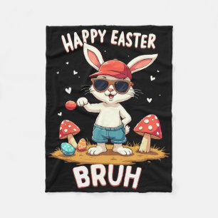 Funny Dabbing Bunny Happy Easter Bruh Fleece Blanket